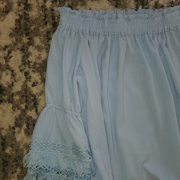 INA~~ Off the Shoulder Baby Blue Top~Amazingdetail - Picture 2 of 11